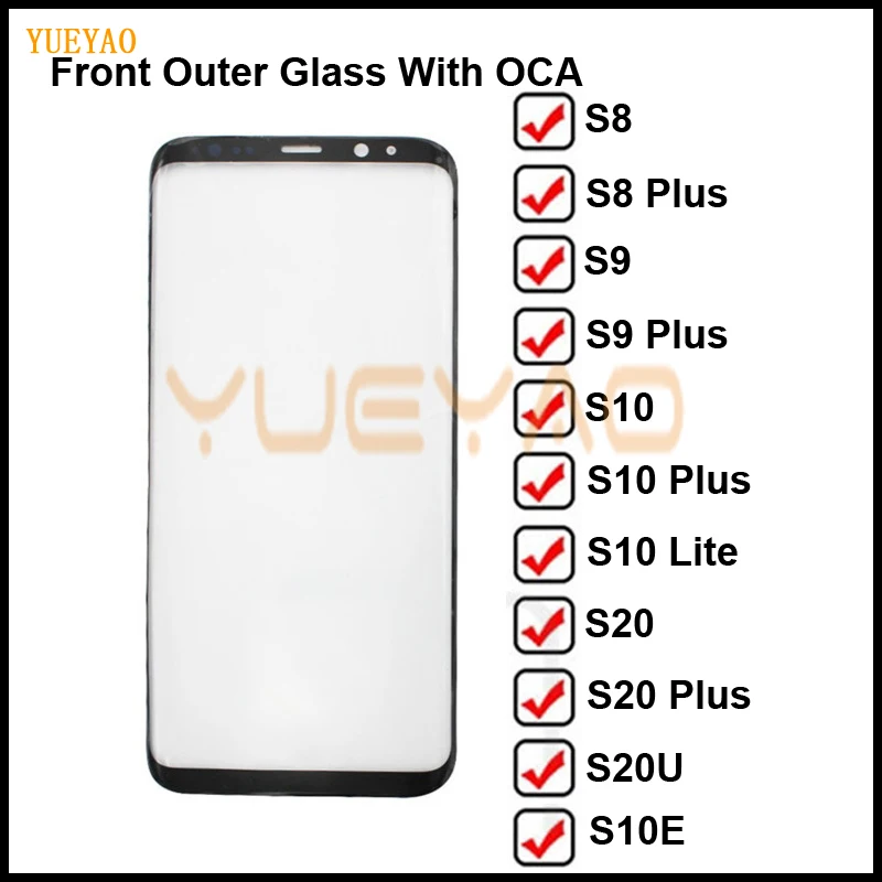 Сенсорное переднее внешнее стекло для ЖК экрана с OCA Samsung Galaxy S8 S9 Plus S10 + S20 запчасти