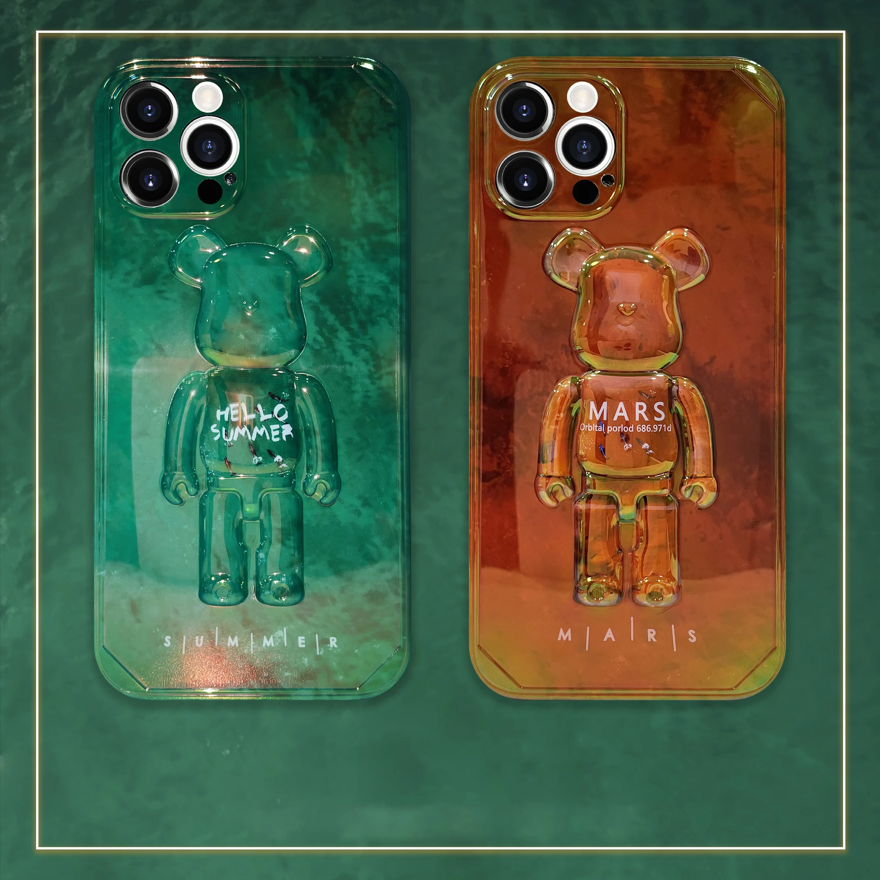 

Fashion 3D Lunar Martian Bear Case For iPhone 11 12 13 Pro Max Mini 7 8 Plus XR X XS MAX Trend Creative Luxury Original Cover