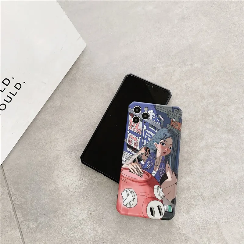 

Luxury Cute Japan Cartoon Girl Boy Couple Soft Case For Iphone 11 12 Pro Max Mini 7 8 Plus Xr X Xs Max Se 2 Phone Cover Fundas