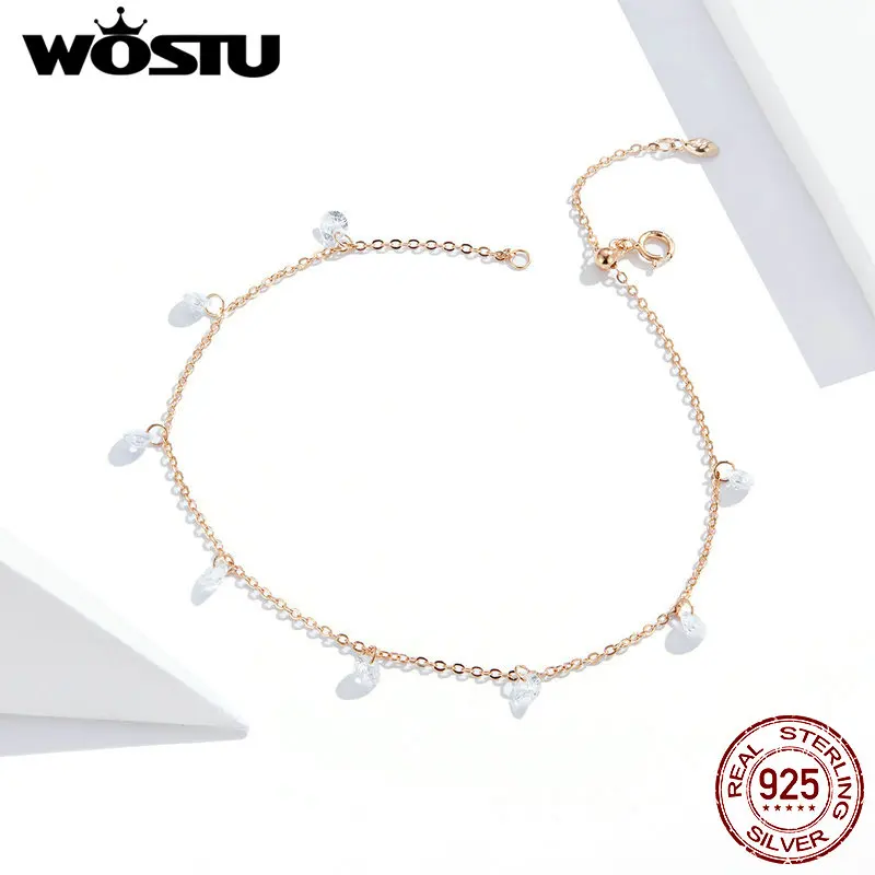 WOSTU Сияющий Циркон золотой браслет 100% Стерлинговое Серебро 925 пробы модный