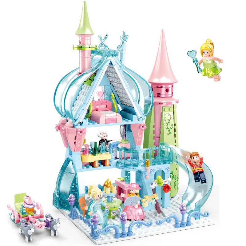 

447Pcs SLuban 0898 Princess Winter Romance Ice and Snow Fairy Tale Castle Model Building Blocks Toys Gift For Girls