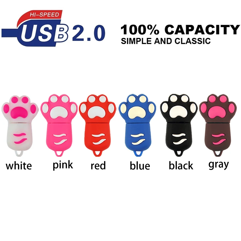 Супер милый мультфильм кошка коготь USB флэш накопитель цветной Cle 32 Гб 64 Pendrive 2 0