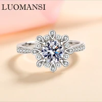 luomansi 1ct 6 5mm moissanite lotus ring gra certificate s925 sterling silver woman jewelry party birthday gift