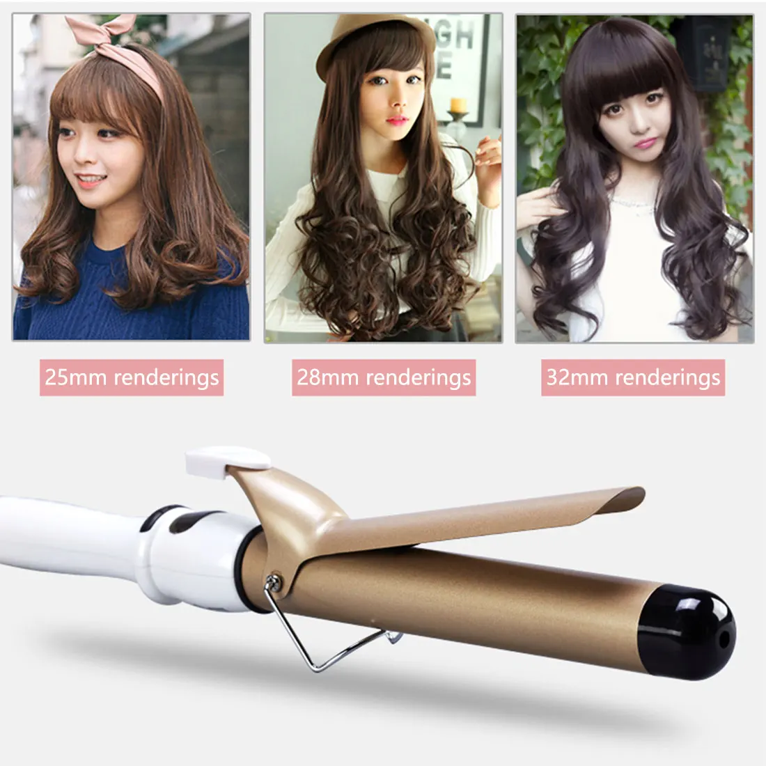 

Electric Ceramic Curling Iron Professional Hair Curler LCD Hair Styling Curling Iron Wand Waver Fashion Hair Style 19-38mm