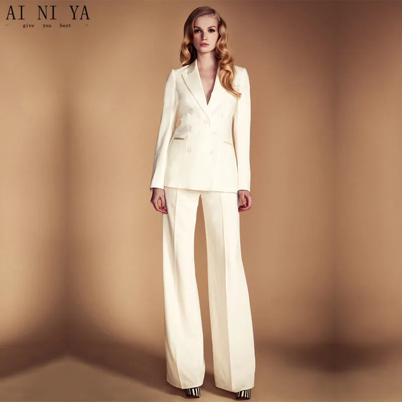 New Ivory Womens Business Suits 2 Two Piece Set Formal Wear Work Female Suit Lady Trouser Custom | Женская одежда
