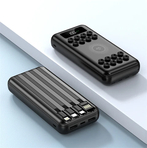 Универсальное магнитное Беспроводное зарядное устройство Qi Power Bank 20000 мАч Быстрая зарядка с кабелем 10000 мАч Powerbank для iPhone 15 Samsung S20