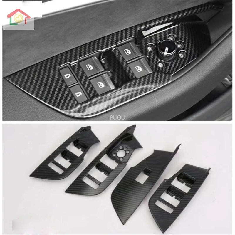 

Inner Door Armrest Window Lift Button Cover Trim Accessories Interior Fit For Audi A6 C8 2019 2020 Carbon Fiber ABS