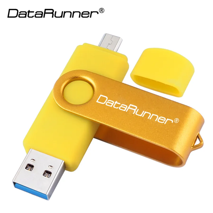 Золотой DataRunner USB 3,0 USB флеш-накопитель 128 Гб OTG флеш-накопитель для Android Mobile 16 ГБ 32 ГБ 64 ГБ 256 ГБ Микро-флеш-накопитель USB карта памяти - Цвет: Золотой