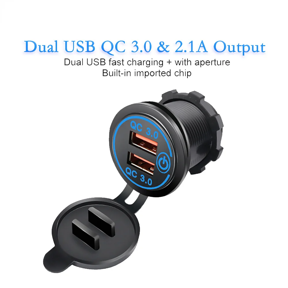 

Автомобильная USB-розетка для прикуривателя, 12-24 В, QC3.0