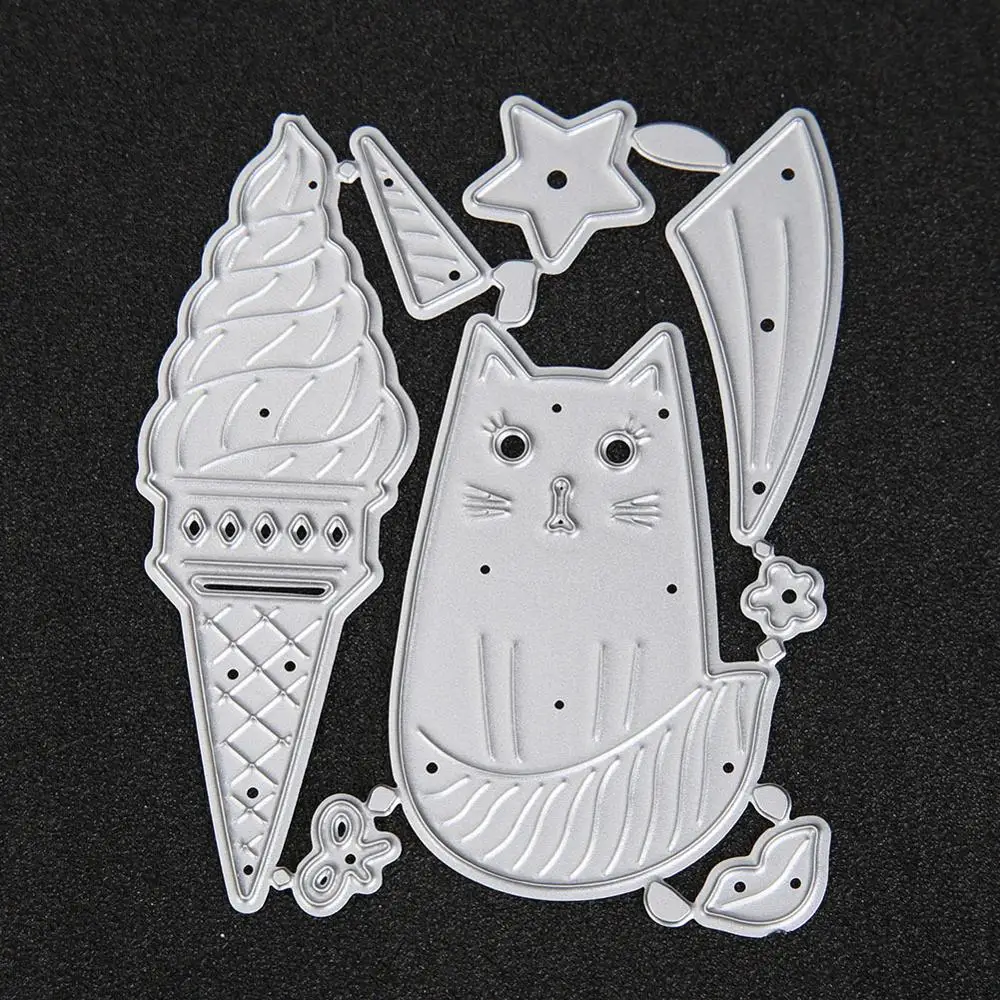 Новое милое мороженое для вечеринки металлические резные штампы кошек сделай