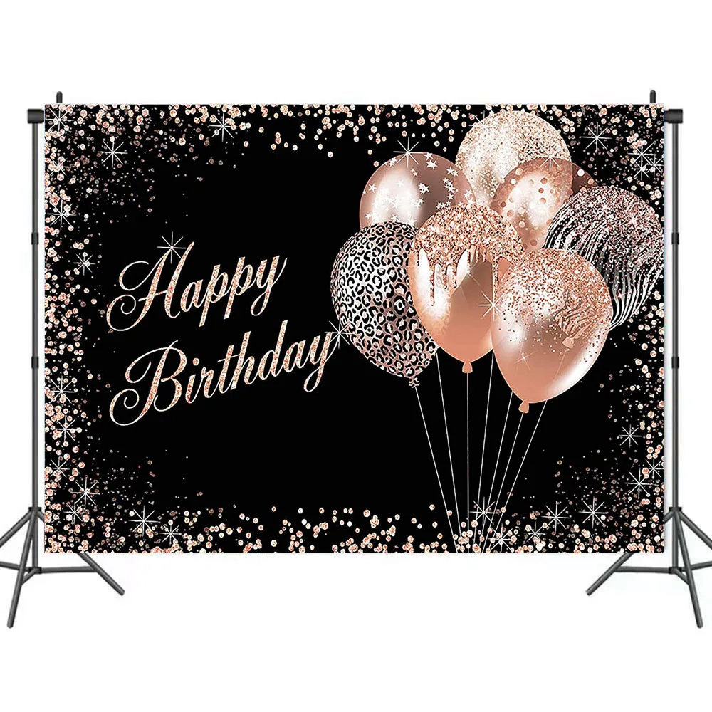 

Happy Birthday Sparkling Balloons Background Portrait Photography Party Decors Photographic Backdrops Photocall Studio