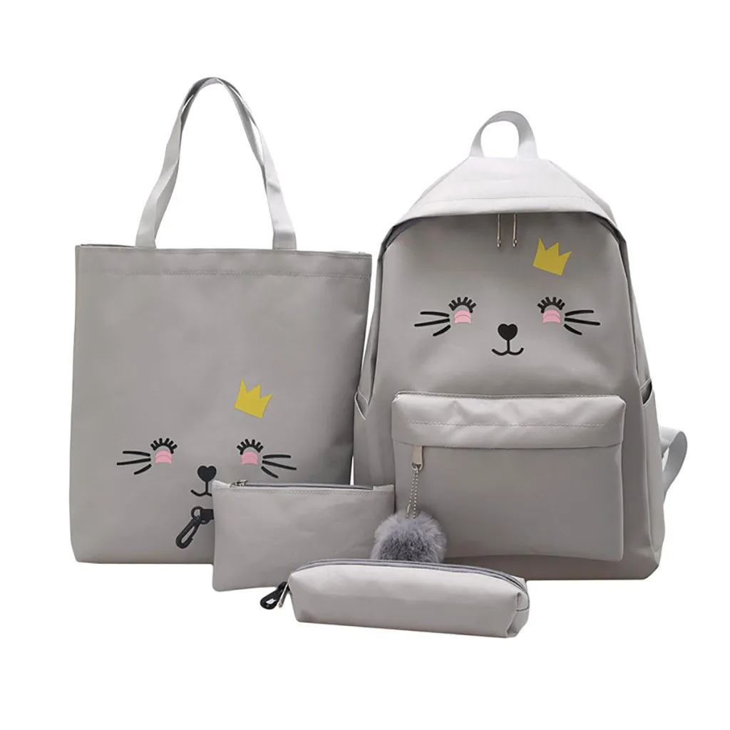 Комплект из 4 предметов женский розовый рюкзак с мультяшным рисунком