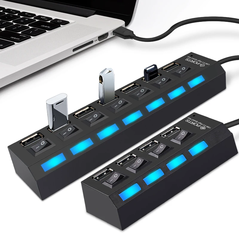

USB Hub 2.0 Multi Hub USB High Speed 4 7 Ports On Off Switch USB Splitter Adapter Computer Accessories For PC Laptop USB Expand