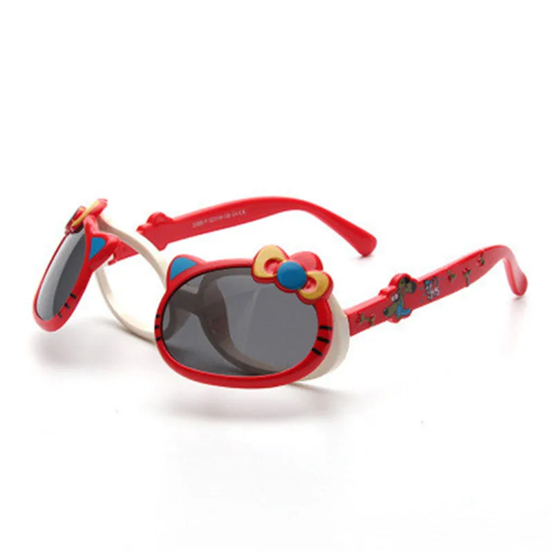 

2021 Child Cute Cat Flip Up Silica gel anti-fall Polarized Sunglasses Kids Baby Infant Cartoon TAC TR90 Sun Glasses Outdoor Gogg