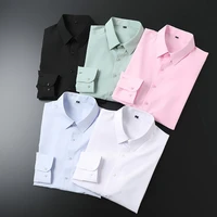longsleeve shirt for men stand up collar button shirt business party non ironing chinese style solid neck slim fit shirt men