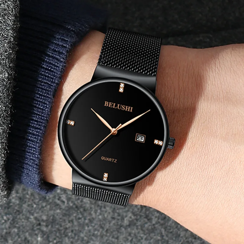 

New Watch Men's Minimalist Trend Waterproof Quartz Watch Studded Leisure Business Online Celebrity Literary Fan Reloj Hombre