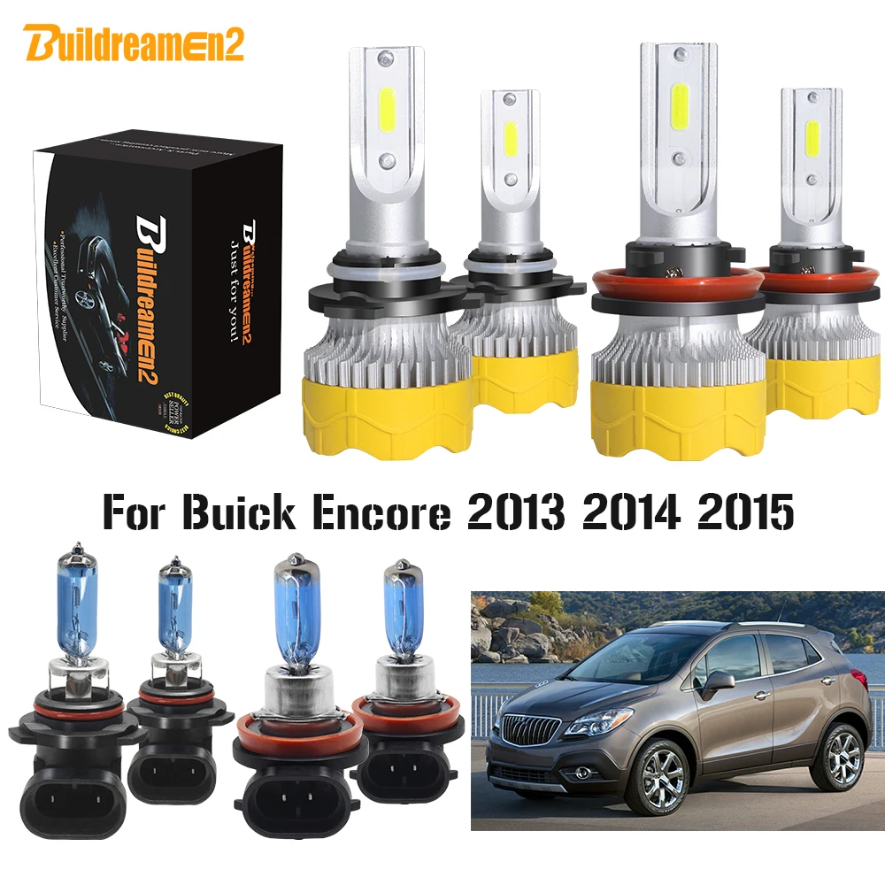 

Buildreamen2 4 Pieces Car Headlight High Beam + Low Beam H11 9005 LED Halogen Headlamp Light 12V For Buick Encore 2013 2014 2015