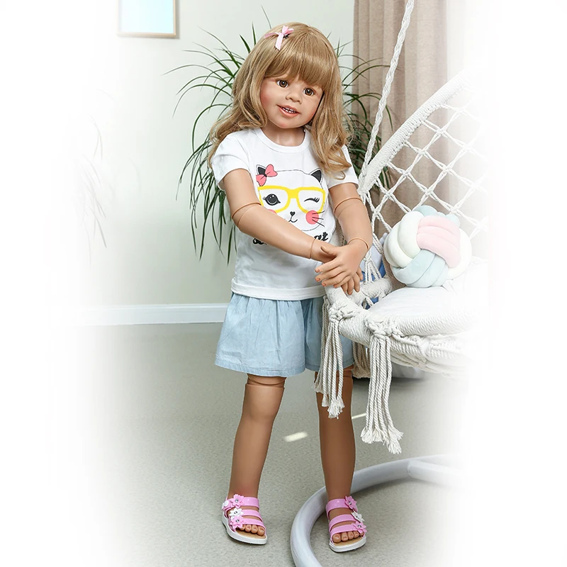 Фото 100 см Полный винил reborn малыша блондинка игрушки куклы как настоящие 3-летней