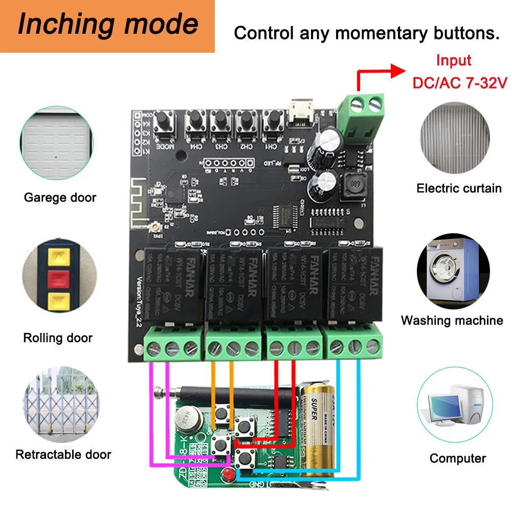 4CH WiFi Relay Smart Momentary Switch Module Inching Self-locking Tuya Life APP Remote Control Work with Alexa Google Home | Электроника