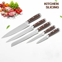 japanese kitchen knives german carbon steel chef knife bread knife sharp santoku boning utility fruit knife solid rosewoodhandle