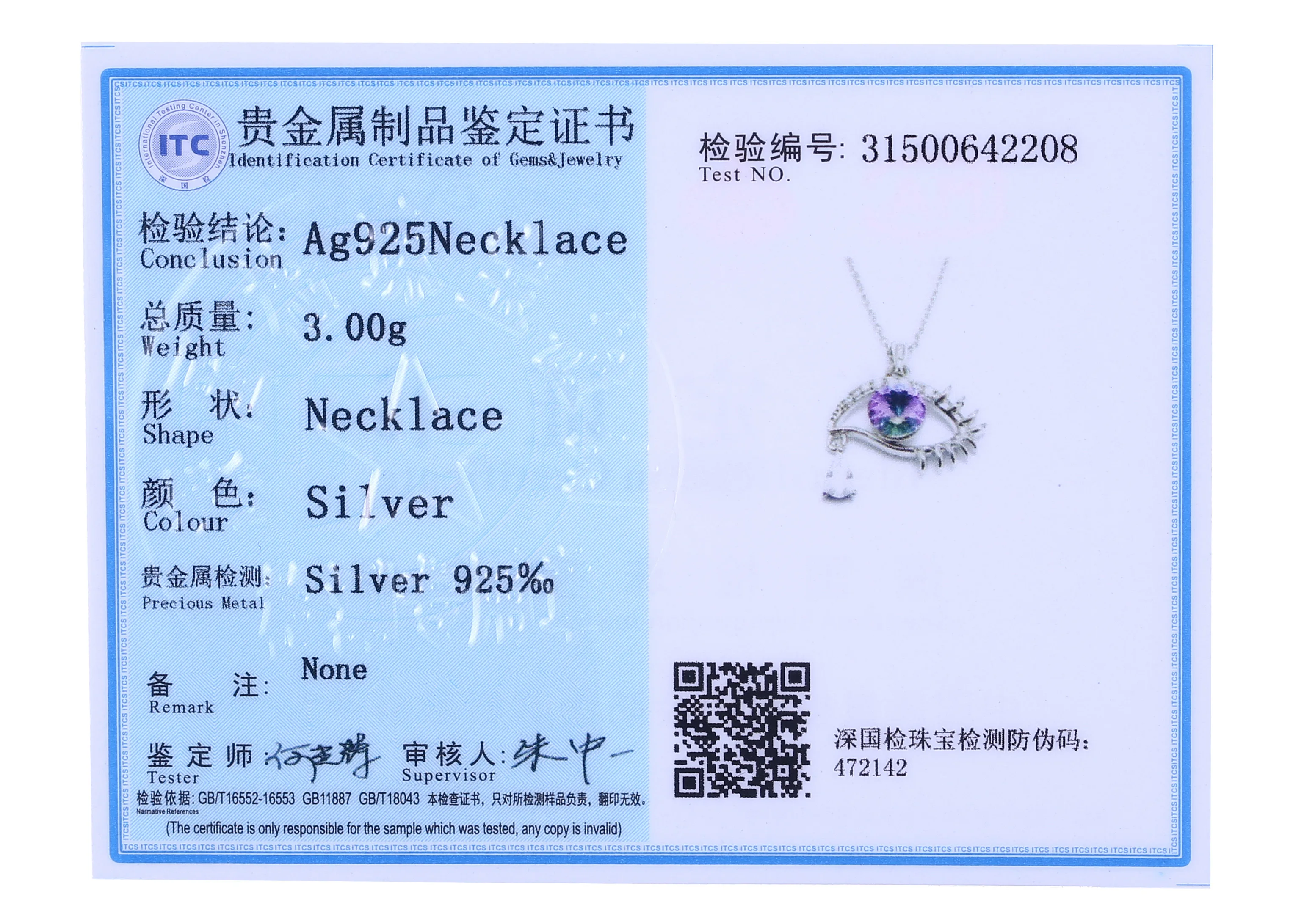 

925 Sterling Silver Eye Pendant Necklace for Women LEKANI Crystals From Swarovski Original Necklace Party Fine Jewelry Gifts