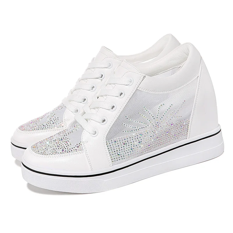 

Shoes Woman MOOLECOLE New Fashion Women Shoes Internal Increase 4 CM Lace-up Women Single Shoes PU Leather 2-9240