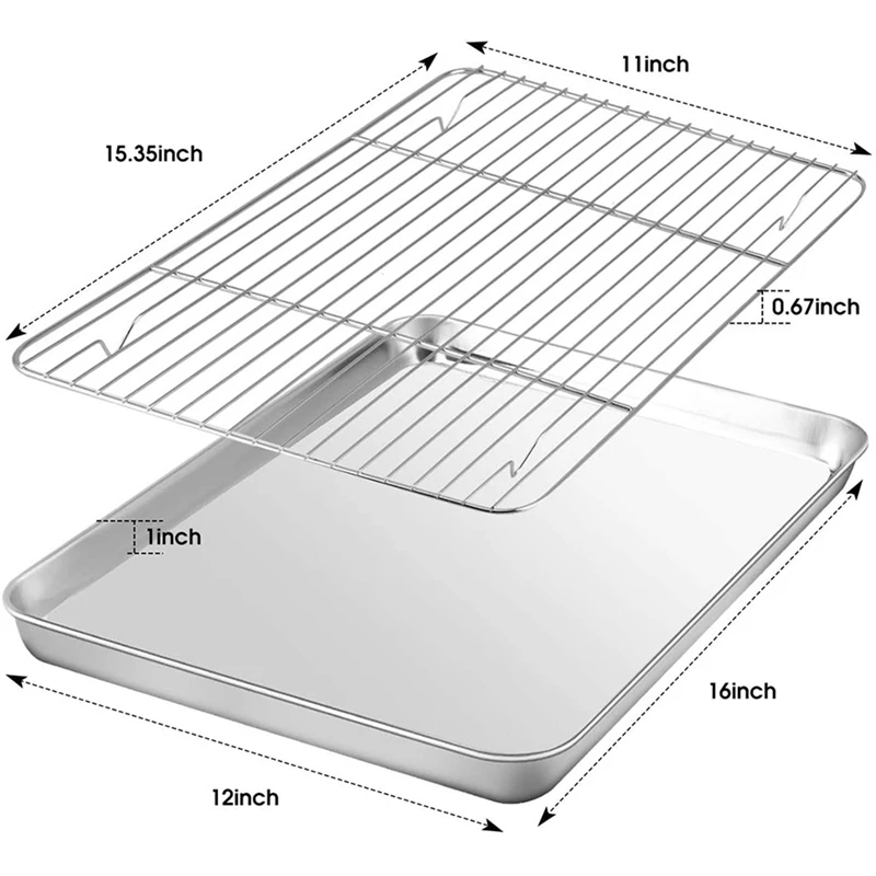

1 Set Measuring Cups Spoons Set Measuring Cups and Measuring Spoons & 1 Set Baking Sheet with Rack Set