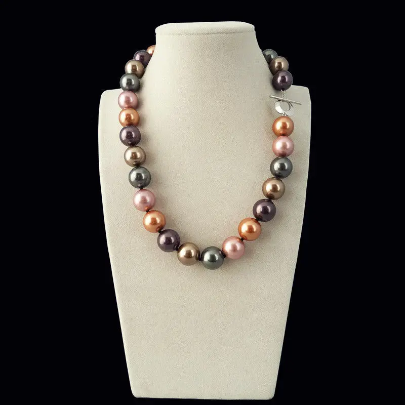 

latest popular AAA+ 14mm luxury fashion mix color south sea shell imitation pearl necklace