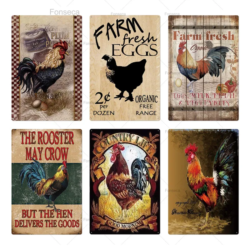 Жестяная вывеска для курицы винтажная металлическая винтажный дом Настенный