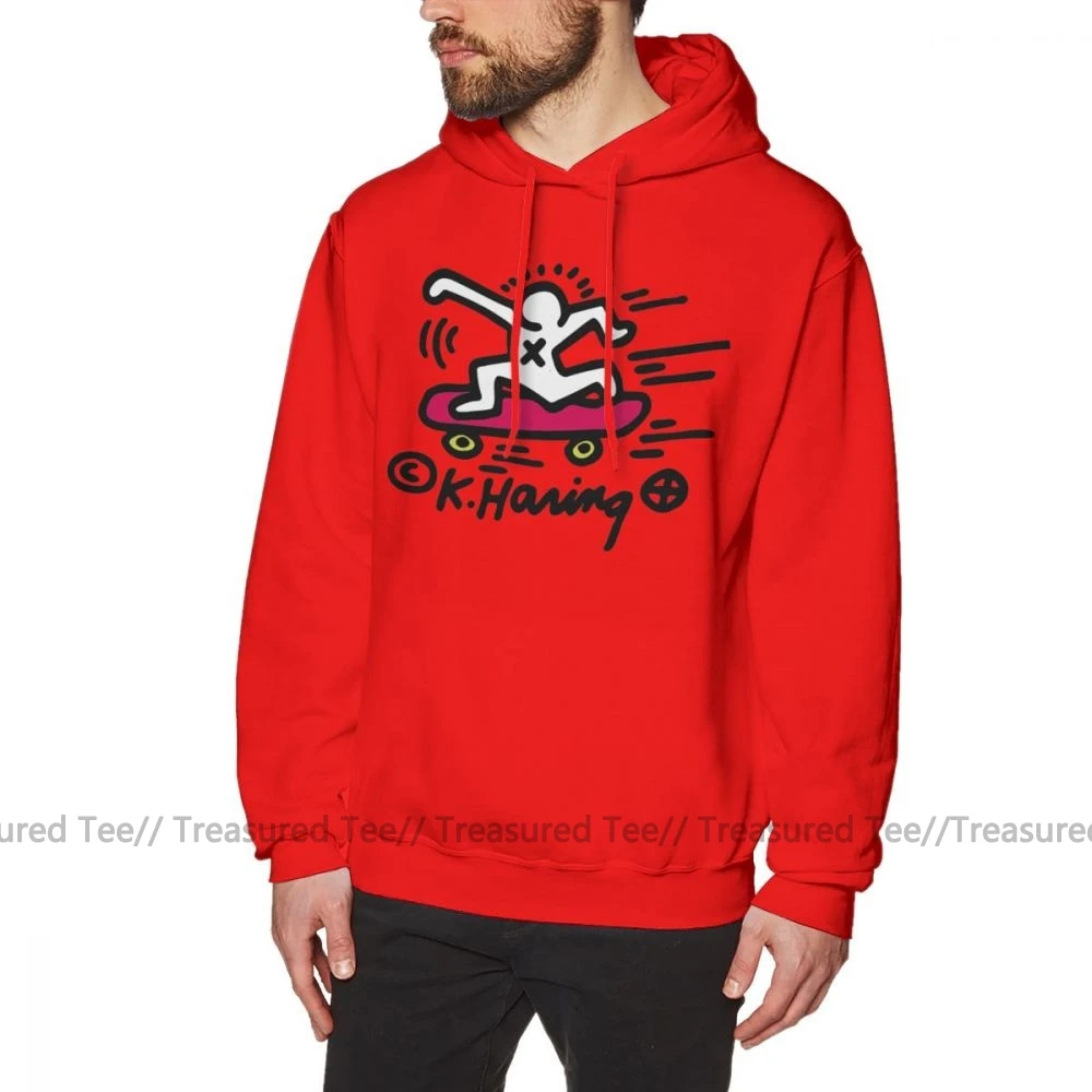 Keith Haring худи KEITH HARING SKATE POP ART толстовки мужской длинный пуловер худи хлопок большая уличная одежда Осенние Синие толстовки - Цвет: Red