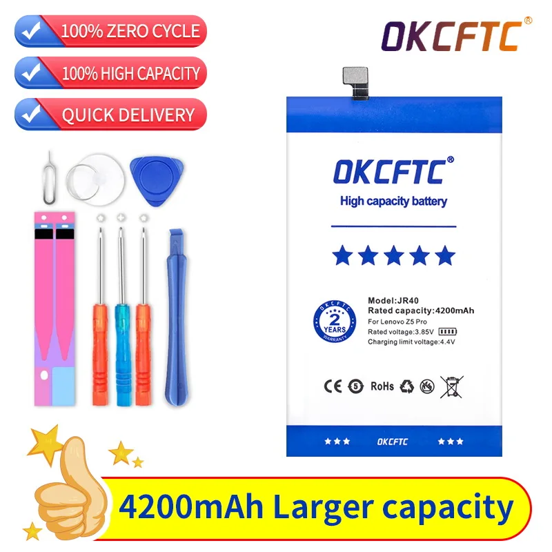 

100% Original LOSONCOER NEW 4200mAh For Lenovo Z5 Pro L78031 Battery JR40 For Lenovo Z5 Pro GT L78032 Mobile Phone Battery