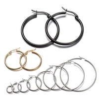 10pcs black open earrings circle stainless steel earring hooks 15 40mm loop base ear ring for jewelry making components diy