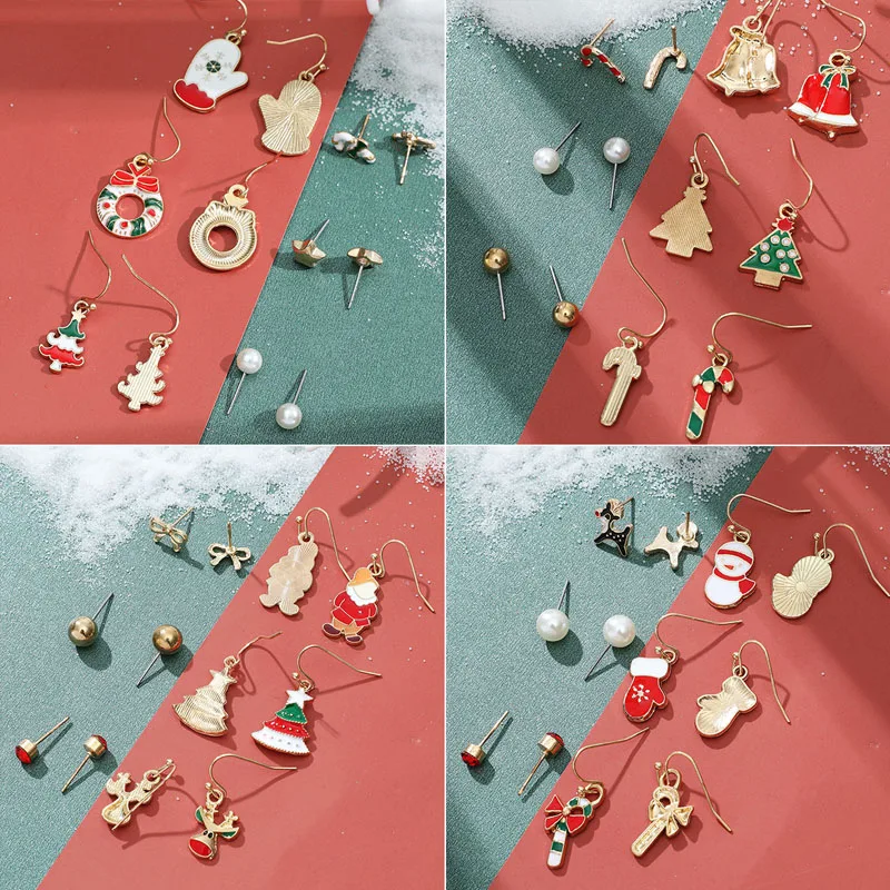 

New Christmas Earrings Crystal Snowman Jewelry Christmas Tree Stud Earring For Women Creative Party Accessories Girl Gifts
