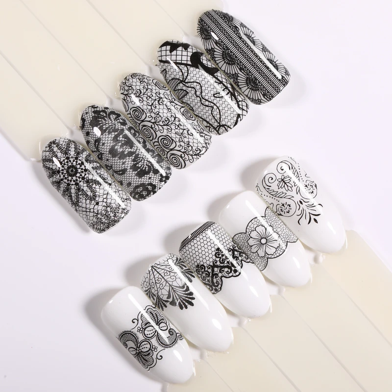 1 лист кружева цветок вода наклейка Дизайн ногтей Наклейка Красота водяной знак