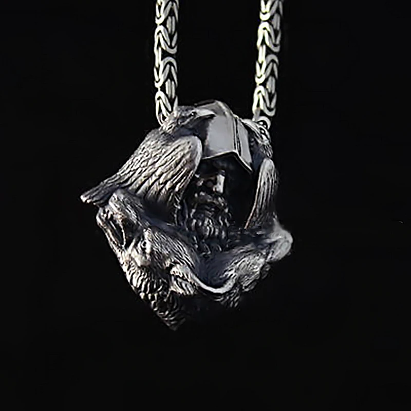 Тяжелые мужские ювелирные изделия из нержавеющей стали Valknut Odin Crow ожерелье с