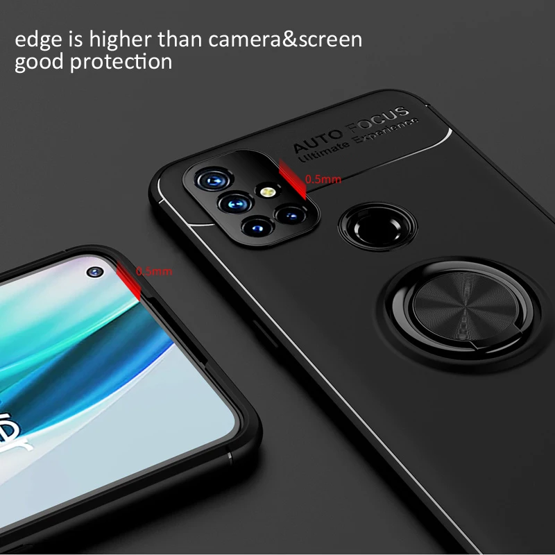 keysion shockproof case for oneplus nord n10 n20 n200 ce 5g soft silicone ring stand phone back cover for oneplus nord 2 1 n100 free global shipping