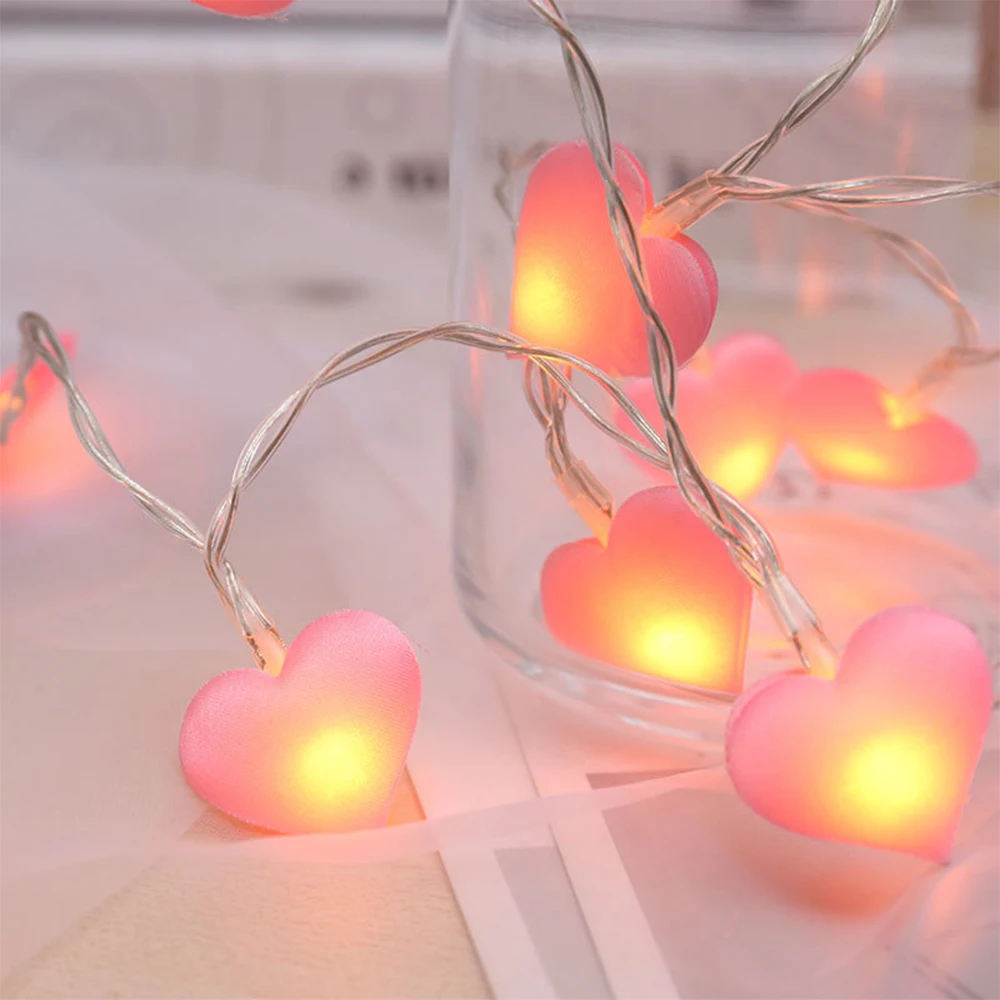 

1.5M/10LED Love Cotton Heart String Light Wedding Party New Year Christmas Decoration For Home Holiday Garden Garland Lighting