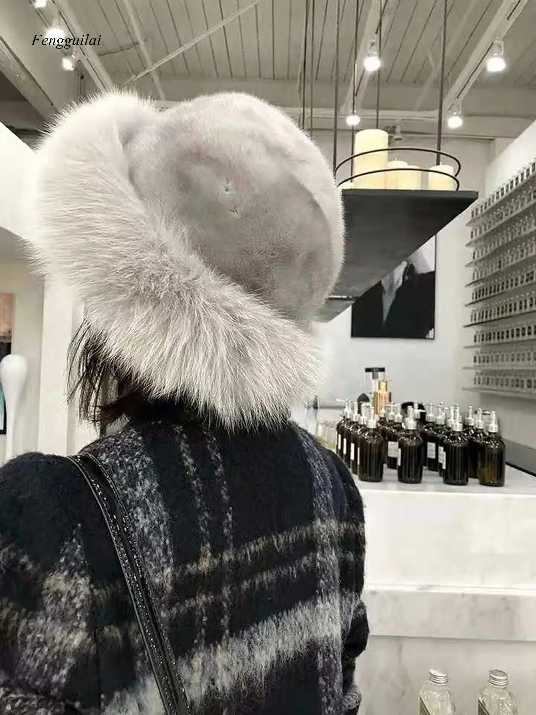 

Luxury Women Ladies Super Warm Winter Cap White Black Gray Soft Knit Faux Fur Hats Ski Outdoor Snow Cap Ear
