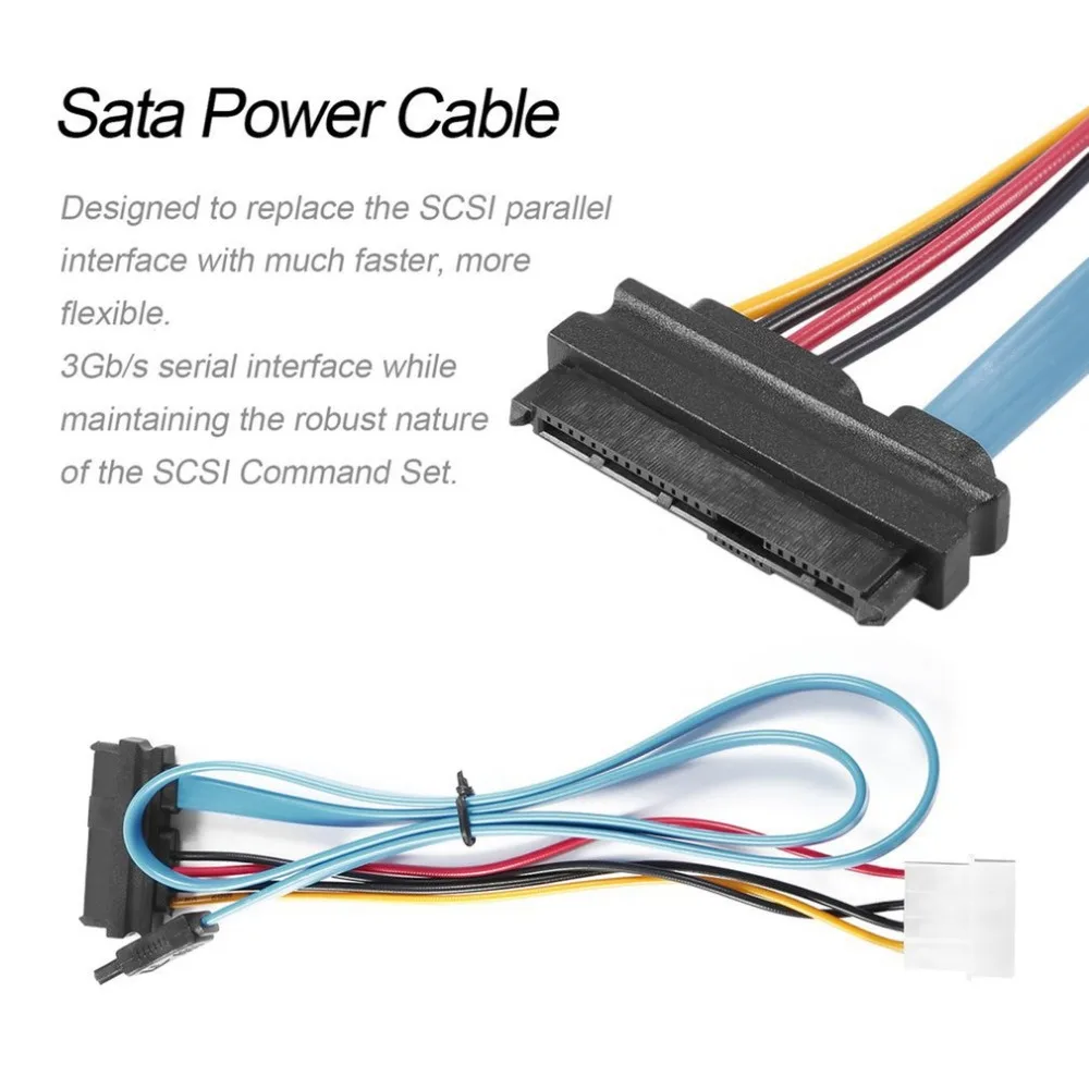 Адаптер Sas Sata 70 см 7 Pin Serial Ata Naar 29 En 4 разъем адаптера питания kabel Koord Draad|Компьютерные