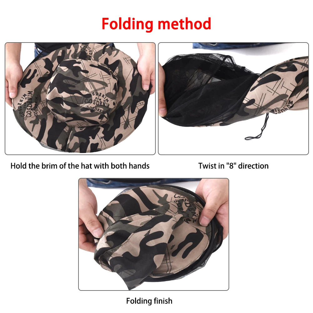 Двухслойная камуфляжная шляпа с защитой от пчел комбинированная Сетчатая Маска