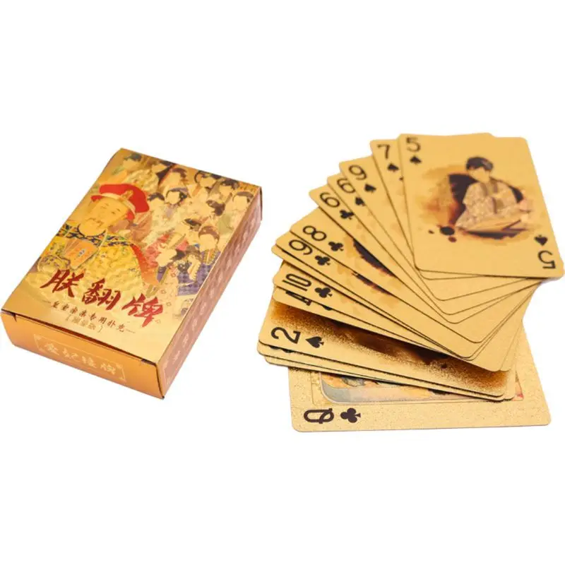 

Luxury Gold Foil Poker PVC Waterproof Playing Cards Classic Magic Tricks Tool K1KD