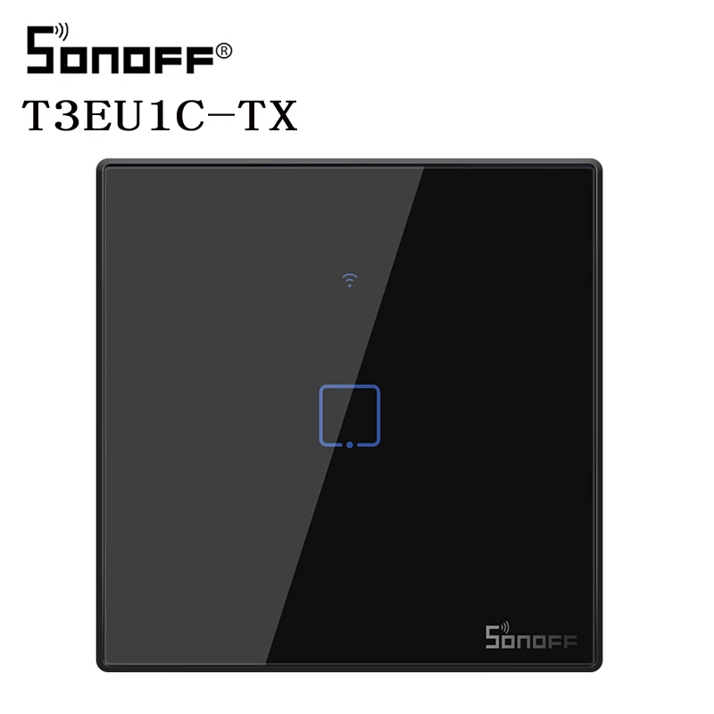 Интеллектуальный выключатель света SONOFF T2/T3 EU/UK TX 1/2/3 Gang Смарт Wi-Fi Сенсорный настенный выключатель света Умный дом 433 RF/Голосовое управление/приложение Управление - Цвет: T3 EU 1C