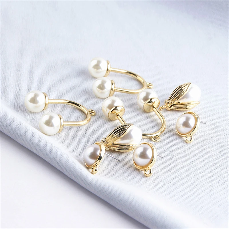 

10PCS Baroque Pearl Round Stud Earrings Pendant Necklace Charms For Jewelry Making Bracelet Diy Supplies Hand Made Accessories