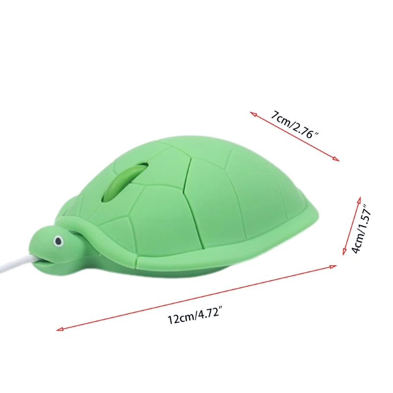 

K92F Green Turtle Shaped Wired Mice Portable Corded Optical Mouse 1200DPI for business Travel Office Home School Gift