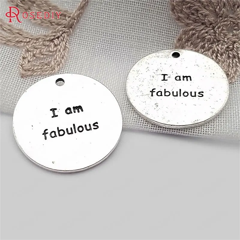 (E925) 10 штук 24 5 мм античный серебряный цинковый сплав I am fabulous Круглые Подвески с