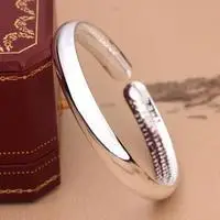 

Silver Bracelet 999 Sterling Silver Women's Smooth Opening Solid Simple Heart Sutra Silver Bracelet for Girlfriend to Give Mom S