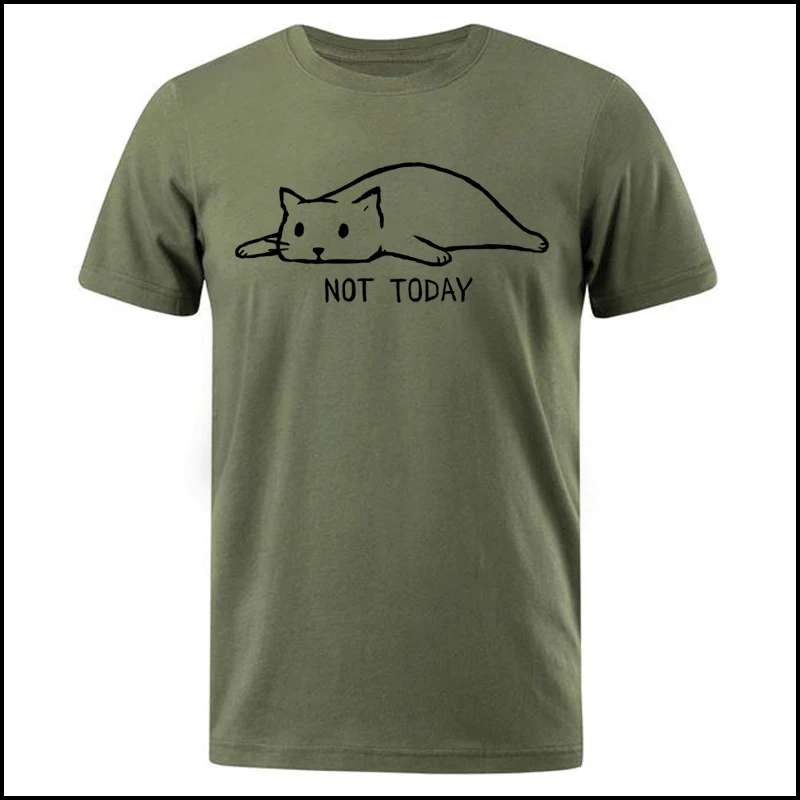 

2021 Summer Fashion Not Today Men's T-Shirts Lazy Cat Men T Shirts Sportswear T-Shirt Male Hip Hop T Shirt funny Cotton Tops Tee