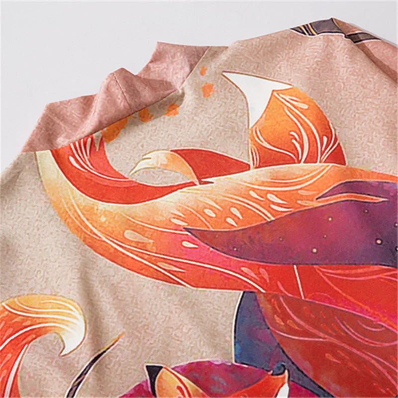 Anime Nine Tailed Fox Print Kimono Japanese Yukata Female Women Asian Clothes Cardigan Shirt Traditional Kimonos Haori | Тематическая