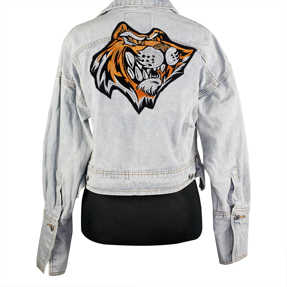 2 шт. вышивка женский свитер с вышивкой голова тигра металлическая аппликация