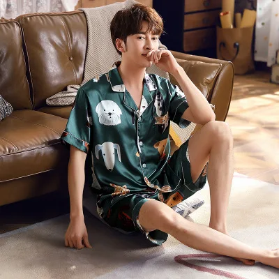 Пижама для пары женский короткий Шелковый комплект из 2 предметов мужские пижамы